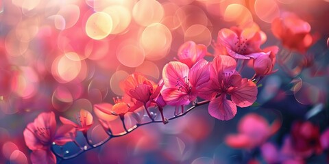 Pink Flower Blossoms with Bokeh Background