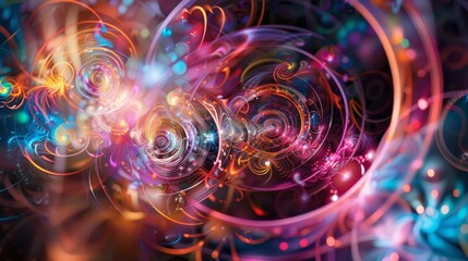 Obraz premium Concentric circles and swirling patterns with iridescent colors Black Friday allure