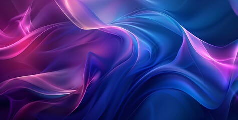 Obraz premium Vibrant abstract isolated on transparency PNG background, with flowing, colorful waves of blue and purple, creating a dynamic and mesmerizing visual effect.