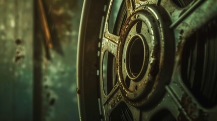 old film cinematic backdrop  loader film reel 35 mm with burned leaks background  old tv style vintage countdown loader overlay nostalgic wallpaper : Generative AI