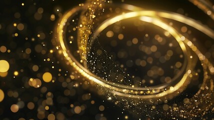circle geometric luxury gold black with particles glowing background 4k resolution spin object : Generative AI