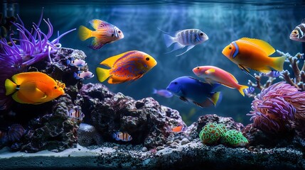 Aquarium of Genoa Tropical fish  Italy : Generative AI