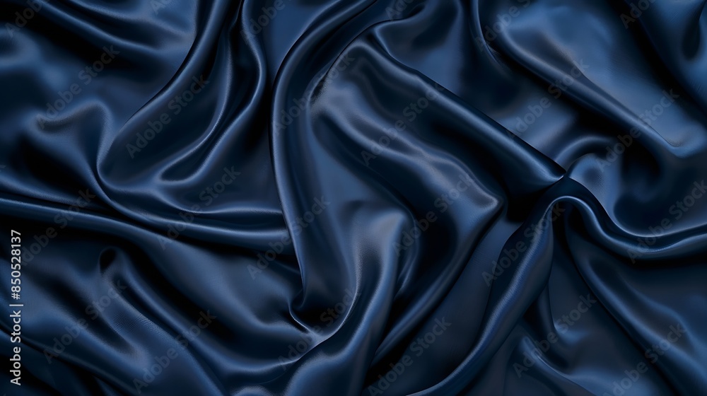 Poster abstract dark background silk satin fabric navy blue color elegant background with space for design 
