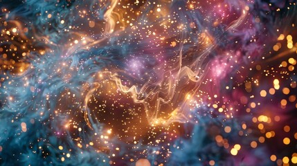 Obraz premium Nebulae and stardust woven with Christmas lights cosmic beauty mesmerizing
