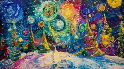 Dynamic textures and colors vibrant holiday marketplace