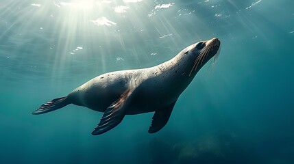 Obraz premium Male sea lion swimming in the sea
