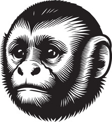 Capuchin Monkey head silhouette vector art illustration
