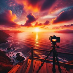 Golden Horizon: Mesmerizing Summer Sunsets Reflecting Over Serene Oceans and Lakes