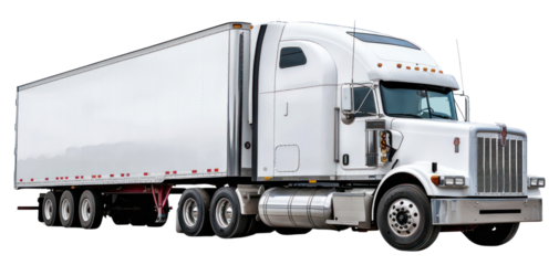 PNG 18 wheel truck hauling cargo bay vehicle white background transportation.