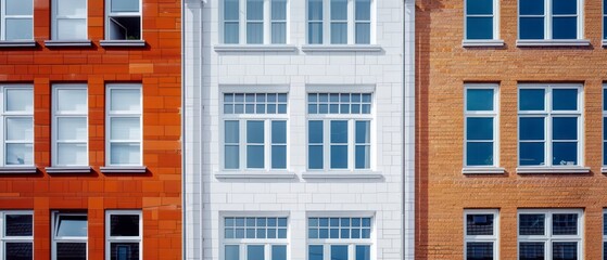 Fototapeta premium A charming European building facade featuring ornate windows and a balcony, blending traditional design with the allure of an old-world city atmosphere