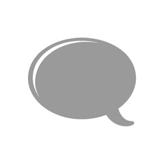 Minimalist Gray Speech Bubble Icon on White.