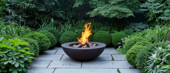 A fire pit centerpiece on a patio, providing warmth and charm. Perfect for creating a cozy retreat for family and friends to enjoy year-round