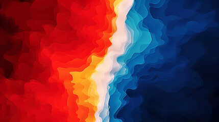 A painting of a red and blue wave with a white line in the middle. The painting is abstract and has a lot of texture