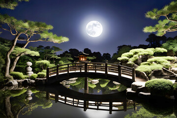 japanese garden with bridge