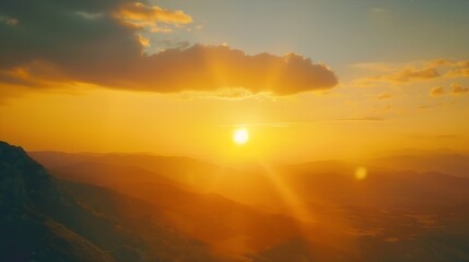 Fototapeta premium Sunset View from the Top of a Mountain : Generative AI