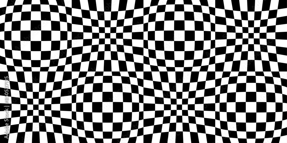 Fototapete A simple checkerboard pattern of convex cells. Vector and seamless, slightly curved pattern.