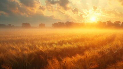 The golden fields of morning ,highest quality 8K image