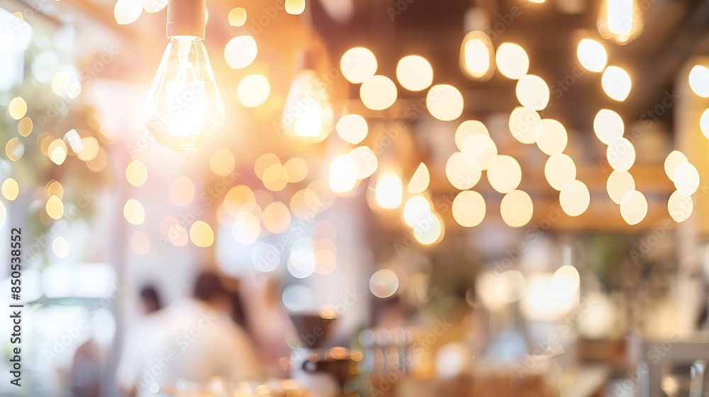 Poster blur coffee shop or cafe restaurant with abstract bokeh light image backgroundfor montage product di