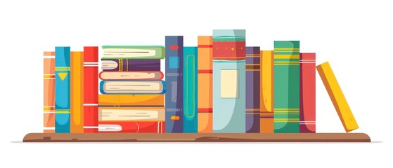 Fototapeta premium A illustration of organized row of books in a school library, offering a wealth of information and imagination. Encourages academic pursuits and intellectual growth