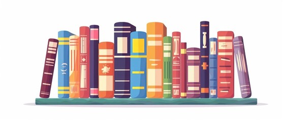 A illustration of organized row of books in a school library, offering a wealth of information and imagination. Encourages academic pursuits and intellectual growth