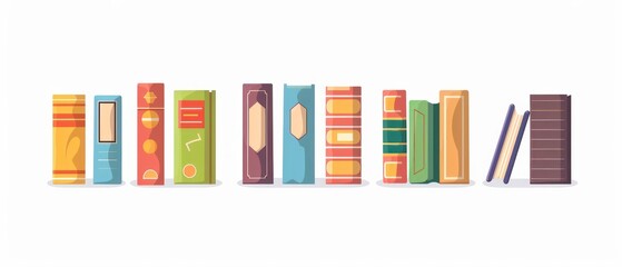 A illustration of organized row of books in a school library, offering a wealth of information and imagination. Encourages academic pursuits and intellectual growth