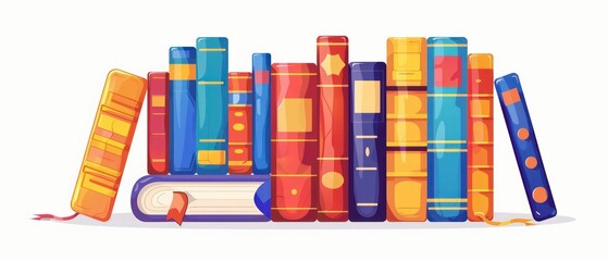 Naklejka premium A illustration of organized row of books in a school library, offering a wealth of information and imagination. Encourages academic pursuits and intellectual growth