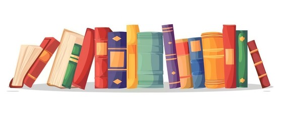 A illustration of organized row of books in a school library, offering a wealth of information and imagination. Encourages academic pursuits and intellectual growth