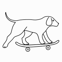 Dog on a skateboard. Labrador, retriever. Vector logo, cute pet illustration