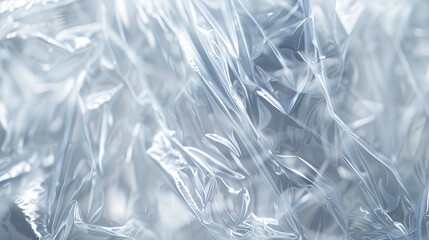 Obraz premium Extreme close-up of shrink wrap, crinkled texture, transparent film, soft focus. 