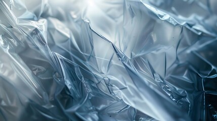 Macro shot of a plastic bag, thin material, translucent patterns, natural light.