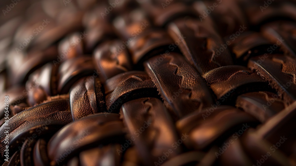 Canvas Prints Close-up of a braided leather belt, tight weave, deep brown, diffused lighting. 