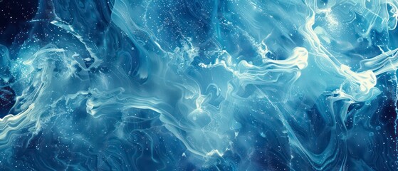 Obraz premium abstract illustration of blue waves and smoke-like textures, blending light and pattern to create an intriguing wallpaper design