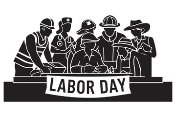 Labor Day ( 1st May) big Poster, banner illustration sketch With A Group Of People Of Different Occupations With abstract Background