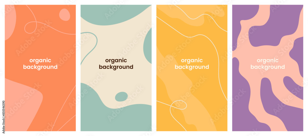 Wall mural vector set of abstract creative backgrounds in minimal organic style with space for text. contempora