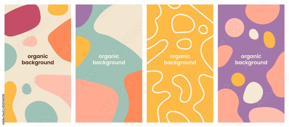 Wall mural vector set of abstract creative backgrounds in minimal organic style with space for text. contempora