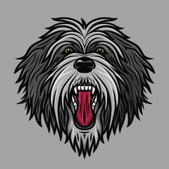 A cute Bergamasco dog portrait, featuring its distinctive silhouette and expressive eyes, perfect for pet-themed illustrations and artwork