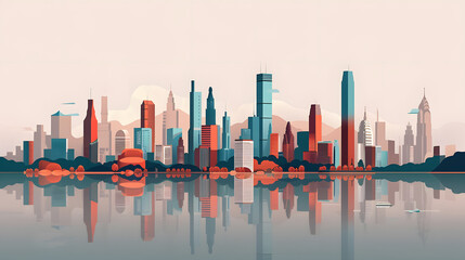 serene cityscape reflection