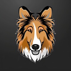 adorable Collie dog head portrait, emphasizing its fluffy fur and friendly gaze, ideal for illustrations and pet-related designs