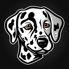 elegant Dalmatian head portrait, highlighting its unique black and white markings and alert expression, capturing the breed's charismatic personality