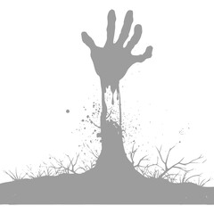 Obraz premium silhouette zombie spooky arm sticking out of the ground