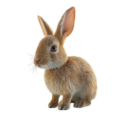 Fototapeta premium Adorable brown rabbit sitting upright with ears perked, isolated on transparent background. Perfect for wildlife and pet-themed projects.