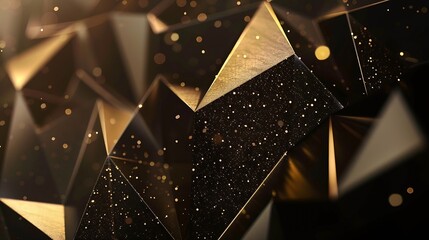Abstract luxury black with stripe gold background stripe gold with glitter shininggeometric triangle like a flowermotion animation Seamless loop dark backdrop : Generative AI