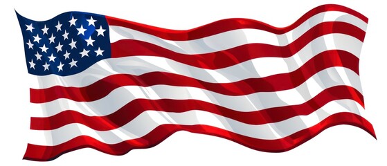 iconic American flag illustration with stars and stripes, symbolizing the United States' national pride and unity in red, white, and blue