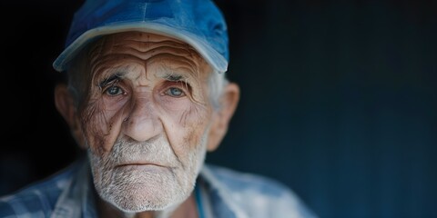 Elderly man trapped in debt vulnerable to human trafficking and forced labor. Concept Financial Exploitation, Debt Crisis, Human Trafficking Awareness, Elderly Care, Community Support