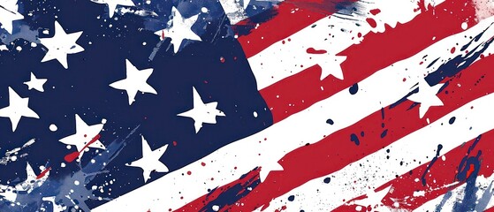 iconic American flag illustration with stars and stripes, symbolizing the United States' national pride and unity in red, white, and blue
