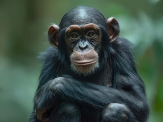 Naklejka premium Great apes in a natural habitat, showcasing their intelligence and majesty