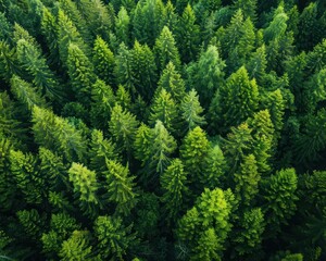 Fototapeta premium Lush green trees in a forest, showcasing the splendor of nature's beauty.