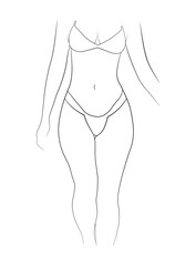 woman panties bikini black and white drawing