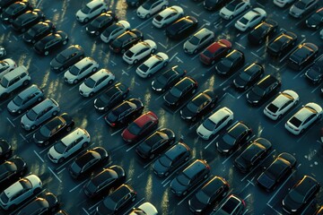 Fototapeta premium A busy parking lot filled with numerous vehicles