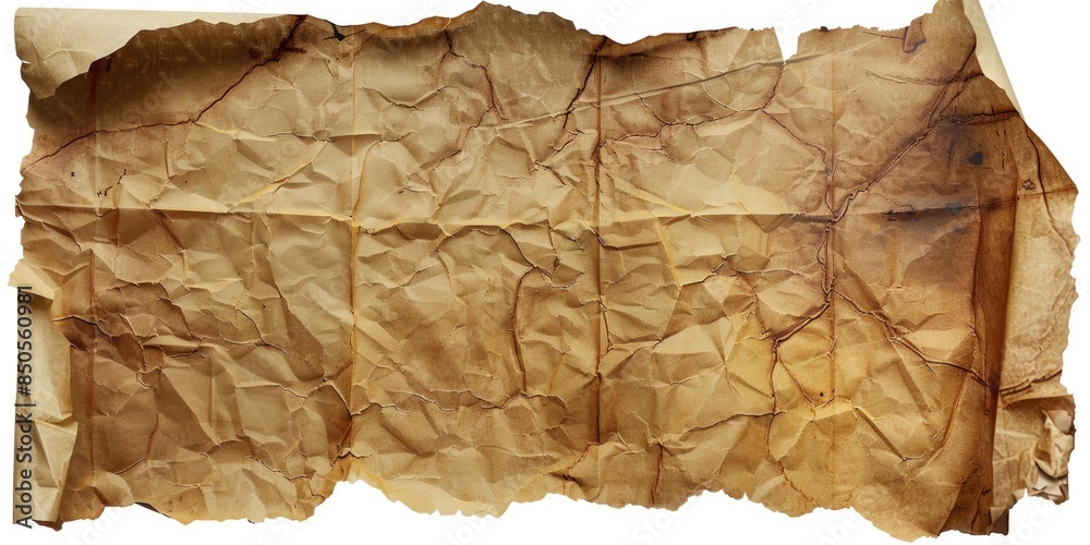 Aufkleber a close-up shot of a torn piece of brown paper with rough edges and fibers visible